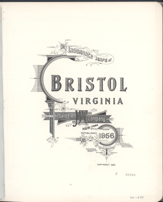 Sanborn Fire Insurance Map from Bristol, Washington County (Va) and Sullivan County (Tn), Virginia. (1956) – Historic Sanborn Fire Insurance Map Print