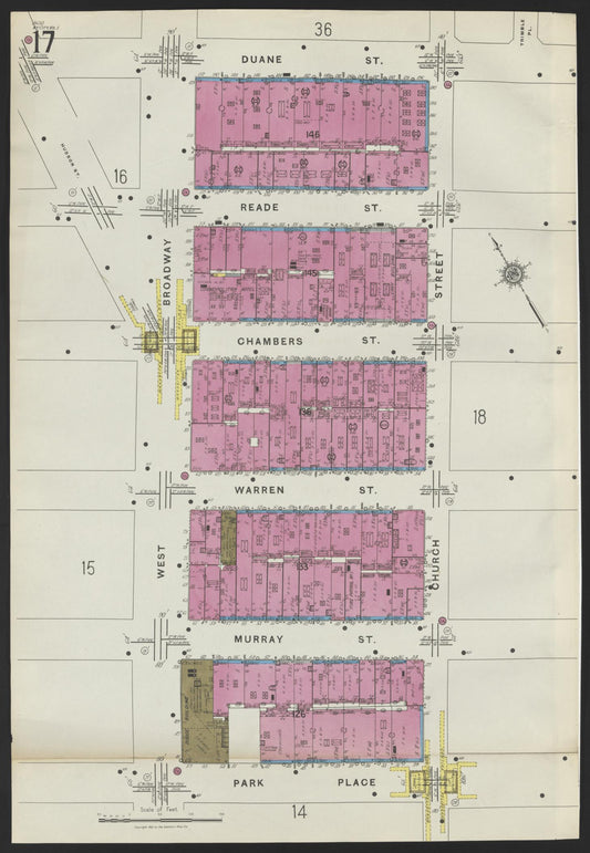 Sanborn Fire Insurance Map from New York, Bronx, Manhattan, New York (1923), Sheet #0017 - Historic Sanborn Fire Insurance Map Print, vintage old map wall art, antique decor, genealogy gift, New York New York map