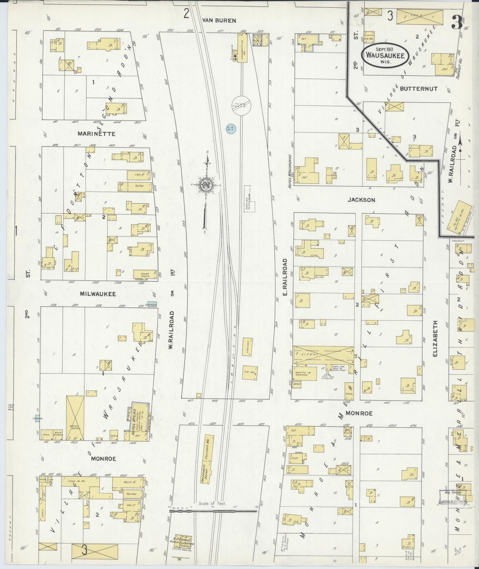 Sanborn Fire Insurance Map from Wausaukee, Marinette County, Wisconsin (1911), Sheet #0003 - Complete Map Set gallery image, historic Sanborn map, vintage wall art, Wisconsin Wisconsin