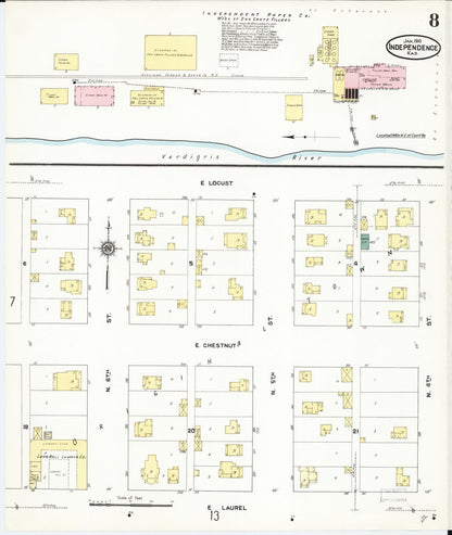 Sanborn Fire Insurance Map from Independence, Montgomery County, Kansas (1910), Sheet #0008 - Complete Map Set gallery image, historic Sanborn map, vintage wall art, Kansas Kansas