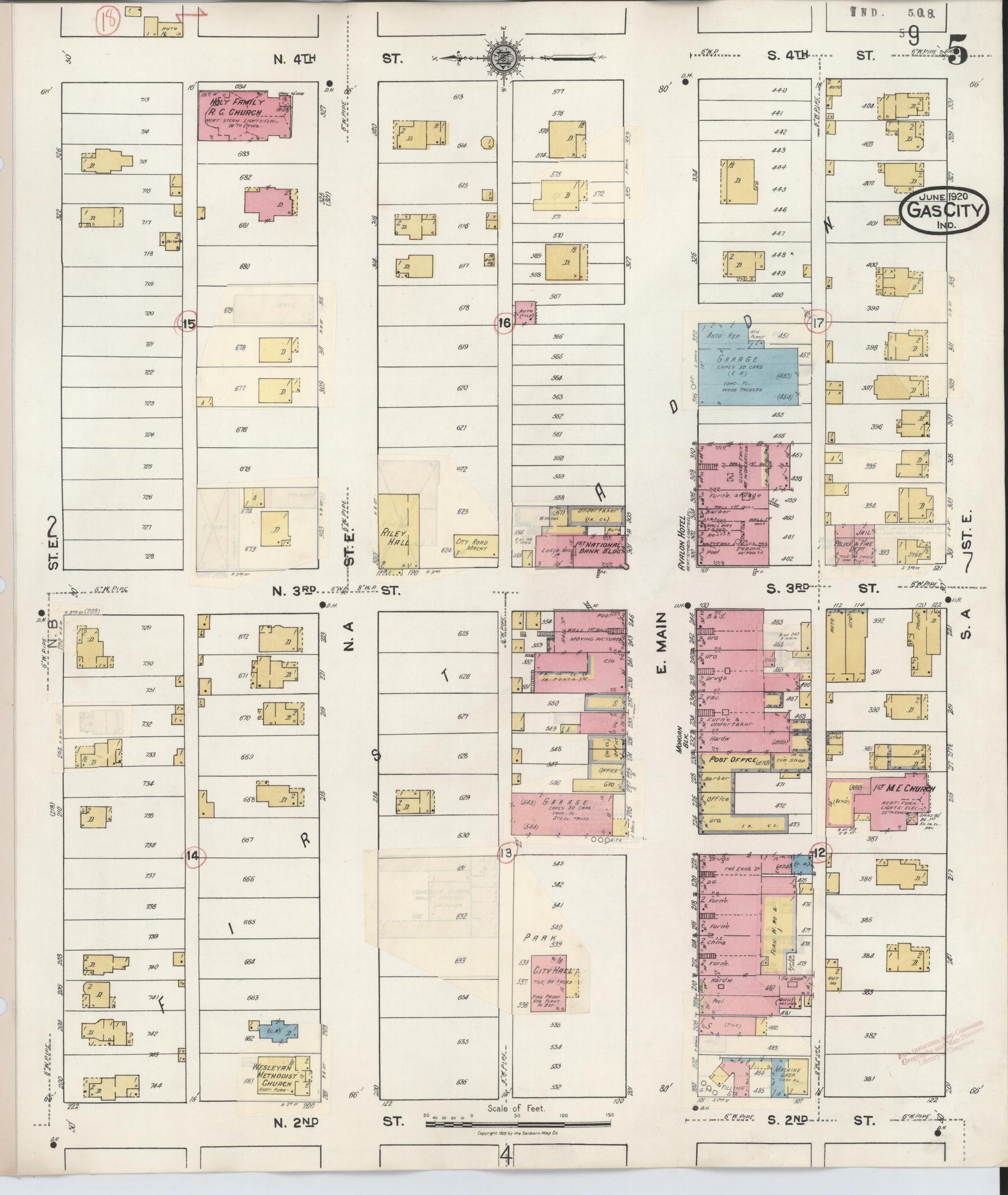 Sanborn Fire Insurance Map from Gas City, Grant County, Indiana (1932), Sheet #0005 - Historic Sanborn Fire Insurance Map Print, vintage old map wall art, antique decor, genealogy gift, Indiana Indiana map