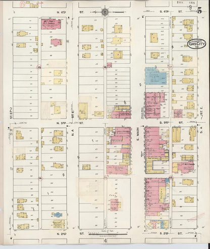 Sanborn Fire Insurance Map from Gas City, Grant County, Indiana (1932), Sheet #0005 - Historic Sanborn Fire Insurance Map Print, vintage old map wall art, antique decor, genealogy gift, Indiana Indiana map