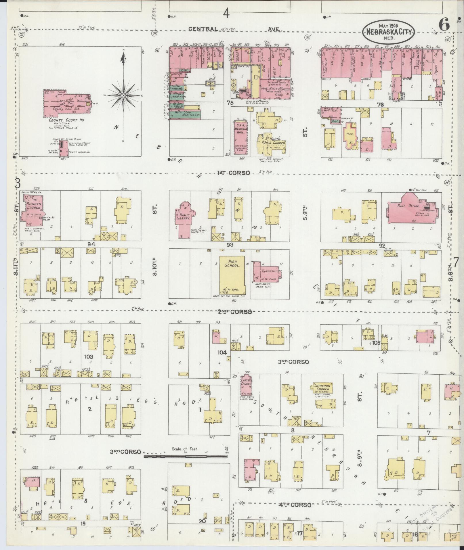 Sanborn Fire Insurance Map from Nebraska City, Otoe County, Nebraska (1906), Sheet #0006 - Complete Map Set gallery image, historic Sanborn map, vintage wall art, Nebraska Nebraska