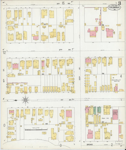 Sanborn Fire Insurance Map from Columbus, Muscogee County, Georgia (1900), Sheet #0003 - Complete Map Set gallery image, historic Sanborn map, vintage wall art, Georgia Georgia
