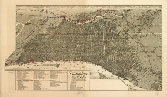 Philadelphia in 1888. (1888) – Historic Bird’s-Eye View Panorama Print