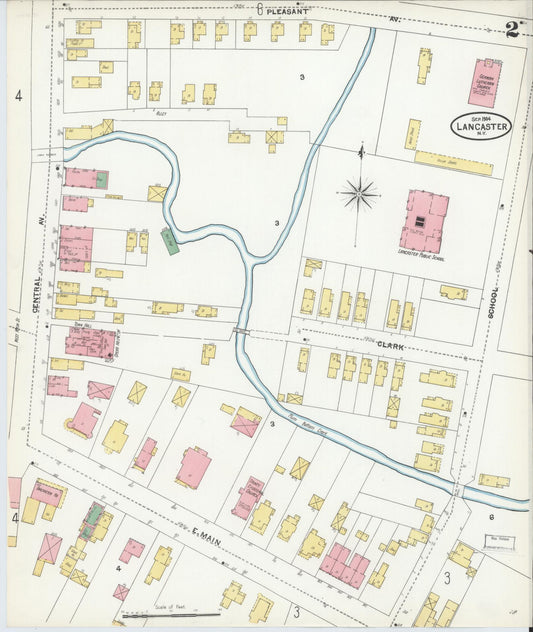Sanborn Fire Insurance Map from Lancaster, Erie County, New York (1904), Sheet #0002 - Historic Sanborn Fire Insurance Map Print, vintage old map wall art, antique decor, genealogy gift, New York New York map