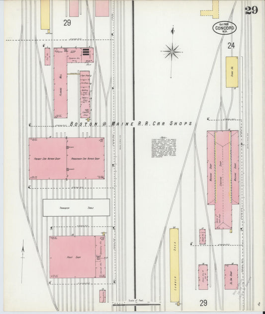 Sanborn Fire Insurance Map from Concord, Merrimack County, New Hampshire (1899), Sheet #0029 - Historic Sanborn Fire Insurance Map Print, vintage old map wall art, antique decor, genealogy gift, New Hampshire New Hampshire map