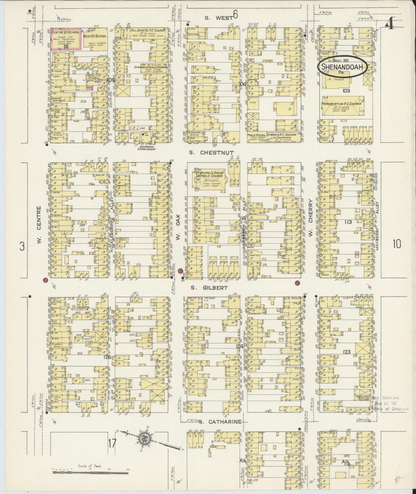 Sanborn Fire Insurance Map from Shenandoah, Schuylkill County, Pennsylvania (1913), Sheet #0004 - Complete Map Set gallery image, historic Sanborn map, vintage wall art, Pennsylvania Pennsylvania