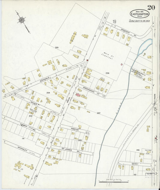 Sanborn Fire Insurance Map from East Hampton, Hampshire County, Massachusetts (1916), Sheet #0020 - Historic Sanborn Fire Insurance Map Print, vintage old map wall art, antique decor, genealogy gift, Massachusetts Massachusetts map