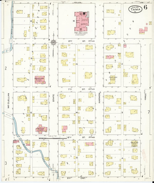 Sanborn Fire Insurance Map from Tama, Tama County, Iowa (1915), Sheet #0006 - Historic Sanborn Fire Insurance Map Print, vintage old map wall art