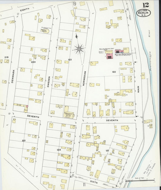 Sanborn Fire Insurance Map from Berlin, Coos County, New Hampshire (1909), Sheet #0012 - Historic Sanborn Fire Insurance Map Print, vintage old map wall art, antique decor, genealogy gift, New Hampshire New Hampshire map