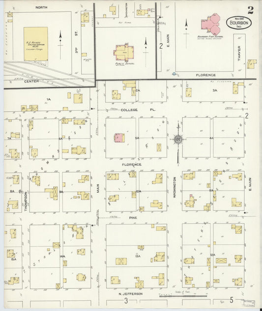 Sanborn Fire Insurance Map from Bourbon, Marshall County, Indiana (1910), Sheet #0002 - Historic Sanborn Fire Insurance Map Print, vintage old map wall art, antique decor, genealogy gift, Indiana Indiana map