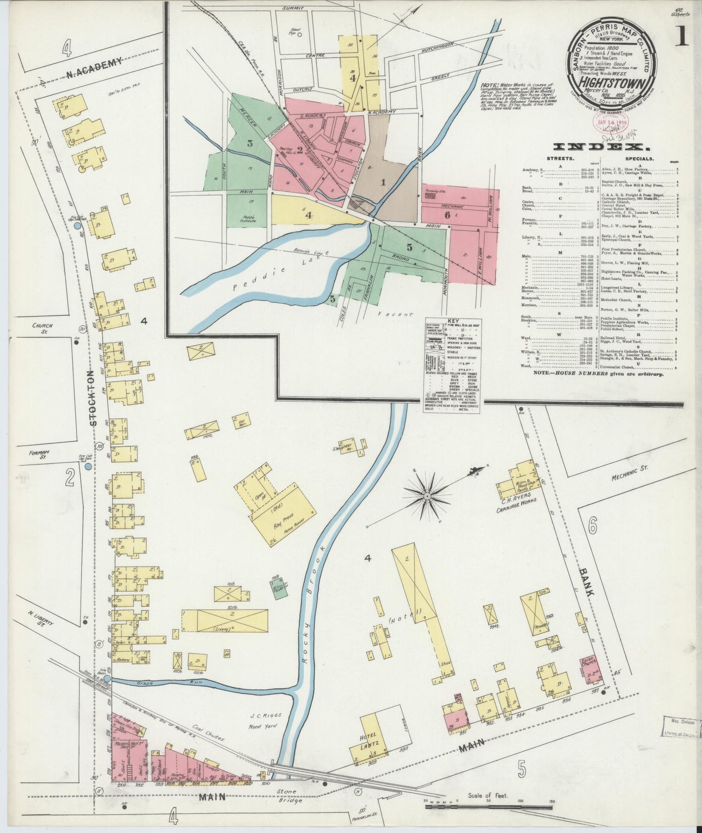 Sanborn Fire Insurance Map from Hightstown, Mercer County, New Jersey. (1895) – Historic Sanborn Fire Insurance Map Print