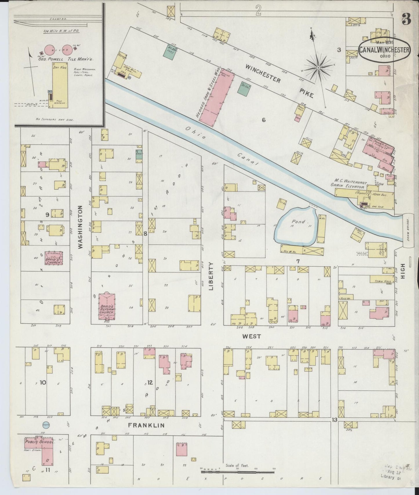 Sanborn Fire Insurance Map from Canal Winchester, Franklin County, Ohio (1895), Sheet #0003 - Complete Map Set gallery image, historic Sanborn map, vintage wall art, Ohio Ohio