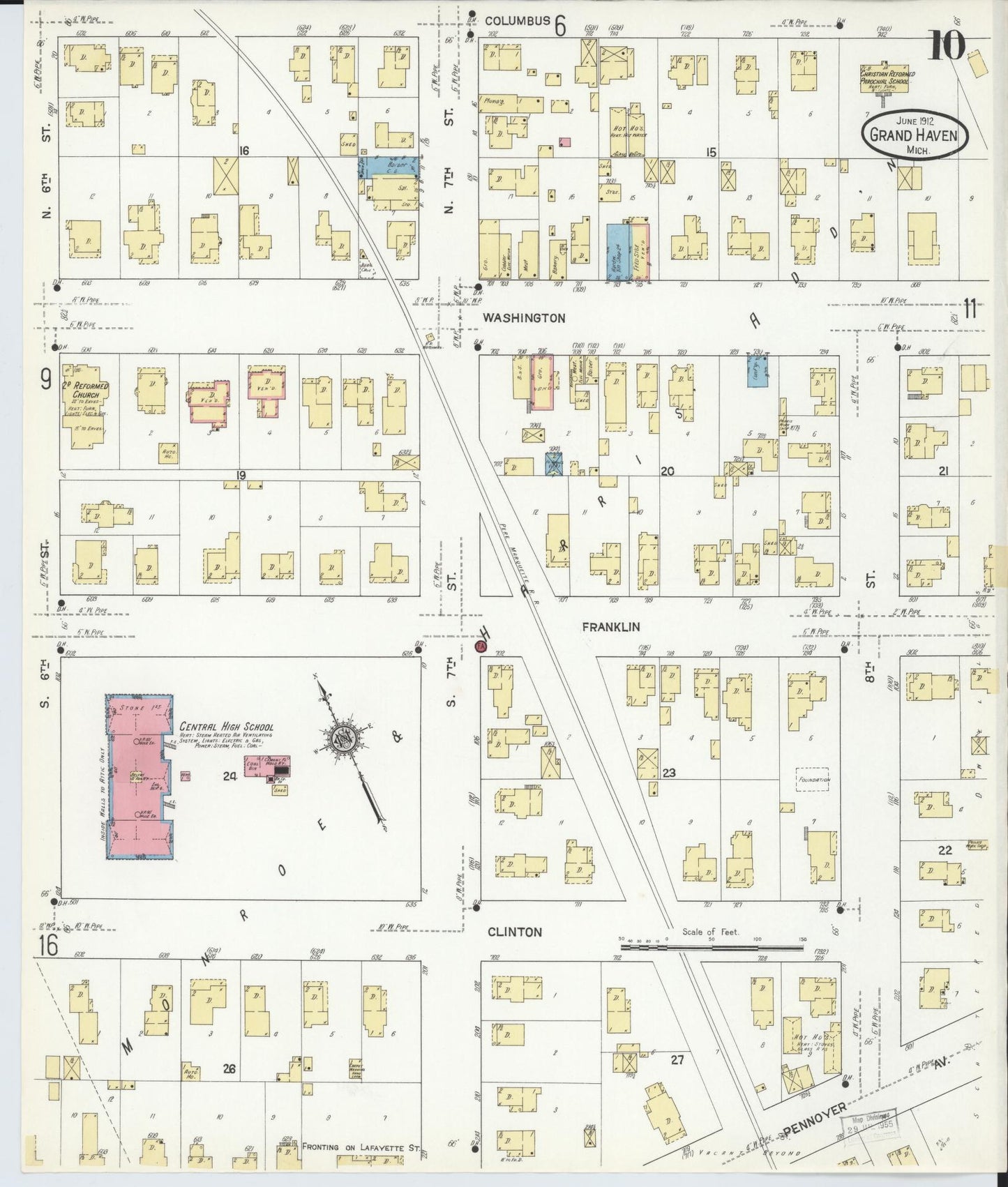 Sanborn Fire Insurance Map from Grand Haven, Ottawa County, Michigan (1912), Sheet #0010 - Complete Map Set gallery image, historic Sanborn map, vintage wall art, Michigan Michigan