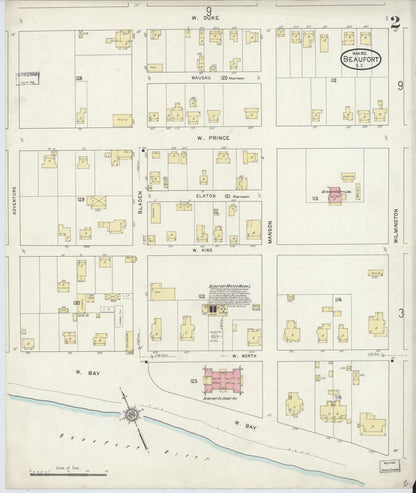 Sanborn Fire Insurance Map from Beaufort, Beaufort County, South Carolina (1912), Sheet #0002 - Complete Map Set gallery image, historic Sanborn map, vintage wall art, South Carolina South Carolina