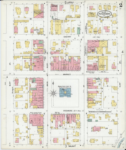 Sanborn Fire Insurance Map from Petersburg, Menard County, Illinois (1901), Sheet #0002 - Complete Map Set gallery image, historic Sanborn map, vintage wall art, Illinois Illinois