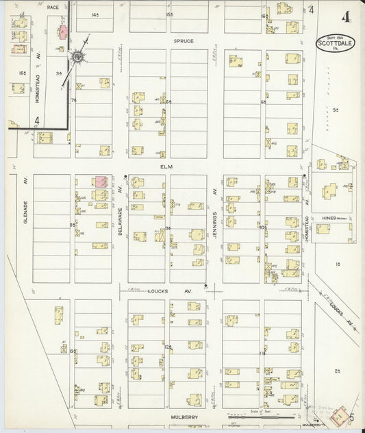 Sanborn Fire Insurance Map from Scottdale, Westmoreland County, Pennsylvania (1914), Sheet #0004 - Historic Sanborn Fire Insurance Map Print, vintage old map wall art, antique decor, genealogy gift, Pennsylvania Pennsylvania map
