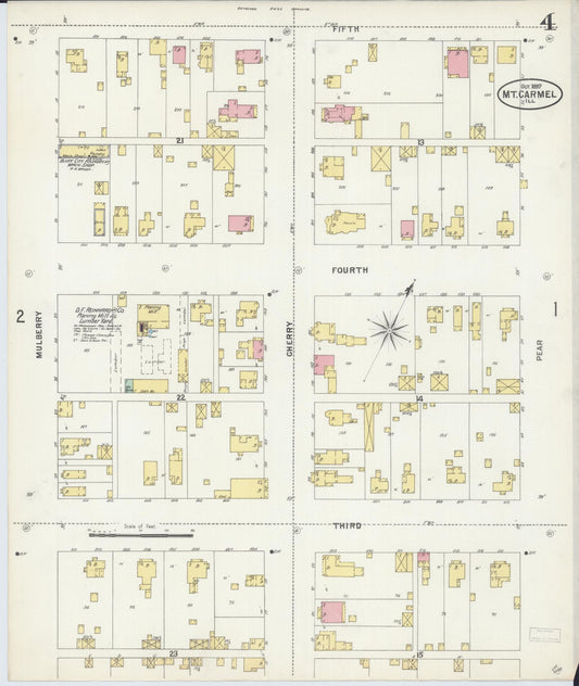 Sanborn Fire Insurance Map from Mount Carmel, Wabash County, Illinois (1897), Sheet #0004 - Historic Sanborn Fire Insurance Map Print, vintage old map wall art, antique decor, genealogy gift, Illinois Illinois map