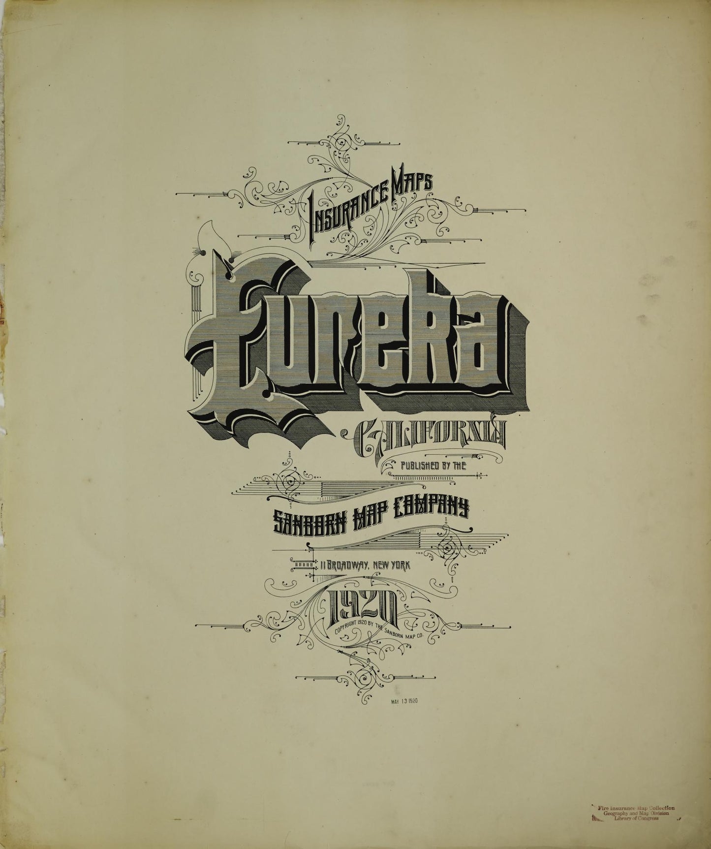 Sanborn Fire Insurance Map from Eureka, Humboldt County, California (1920), Sheet #0001 - Historic Sanborn Fire Insurance Map Print, vintage old map wall art, antique decor, genealogy gift, California California map