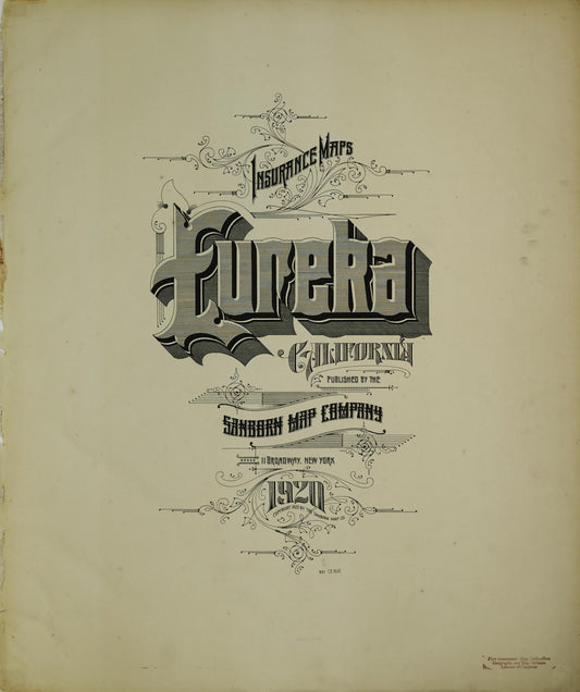 Sanborn Fire Insurance Map from Eureka, Humboldt County, California (1920), Sheet #0001 - Historic Sanborn Fire Insurance Map Print, vintage old map wall art, antique decor, genealogy gift, California California map