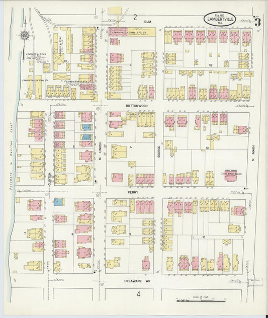 Sanborn Fire Insurance Map from Lambertville, Hunterdon County, New Jersey (1912), Sheet #0003 - Historic Sanborn Fire Insurance Map Print, vintage old map wall art, antique decor, genealogy gift, New Jersey New Jersey map