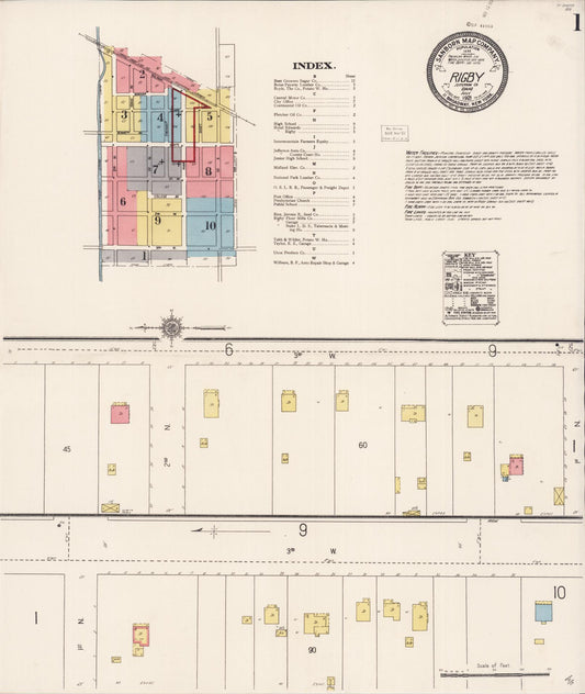 Sanborn Fire Insurance Map from Rigby, Jefferson County, Idaho (1921), Sheet #0001 - Historic Sanborn Fire Insurance Map Print, vintage old map wall art, antique decor, genealogy gift, Idaho Idaho map