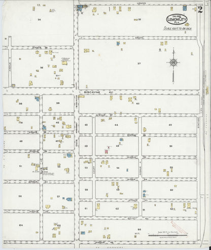 Sanborn Fire Insurance Map from Lemon City, Dade County, Florida (1920), Sheet #0002 - Complete Map Set gallery image, historic Sanborn map, vintage wall art, Florida Florida