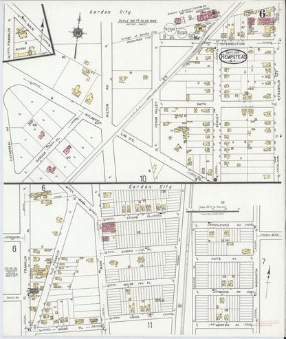 Sanborn Fire Insurance Map from Hempstead, Nassau County, New York (1919), Sheet #0006 - Complete Map Set gallery image, historic Sanborn map, vintage wall art, New York New York