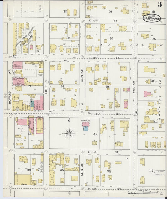 Sanborn Fire Insurance Map from Carthage, Jasper County, Missouri (1893), Sheet #0003 - Historic Sanborn Fire Insurance Map Print, vintage old map wall art, antique decor, genealogy gift, Missouri Missouri map