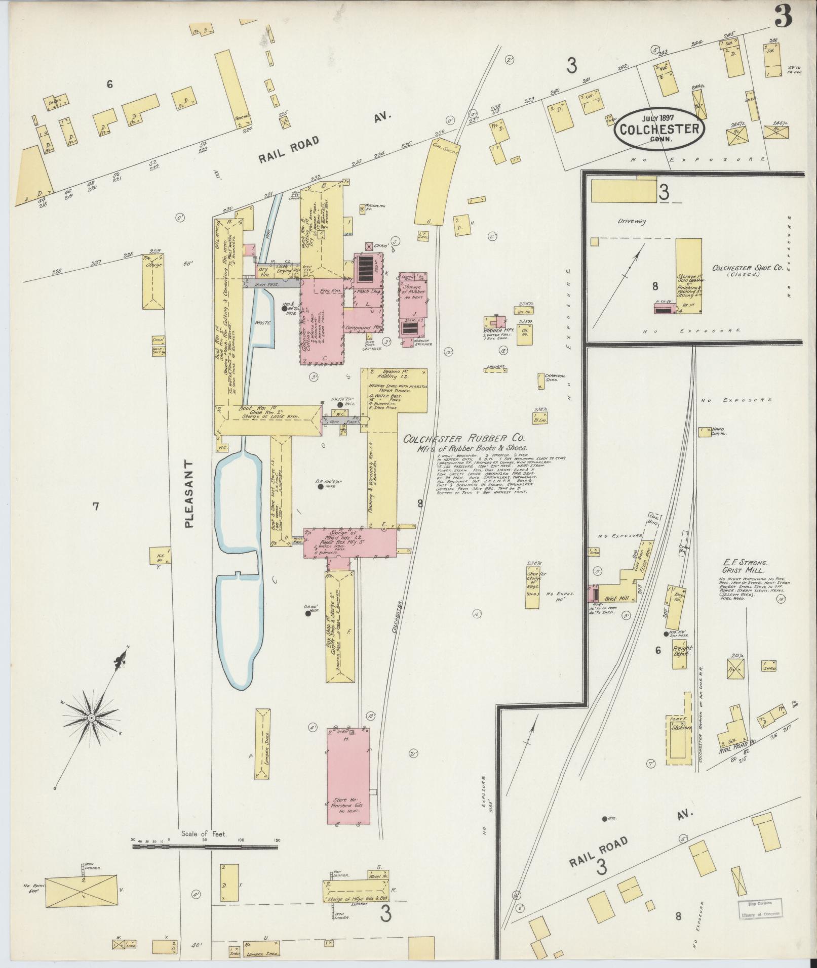 Sanborn Fire Insurance Map from Colchester, New London County, Connecticut (1897), Sheet #0003 - Complete Map Set gallery image, historic Sanborn map, vintage wall art, Connecticut Connecticut