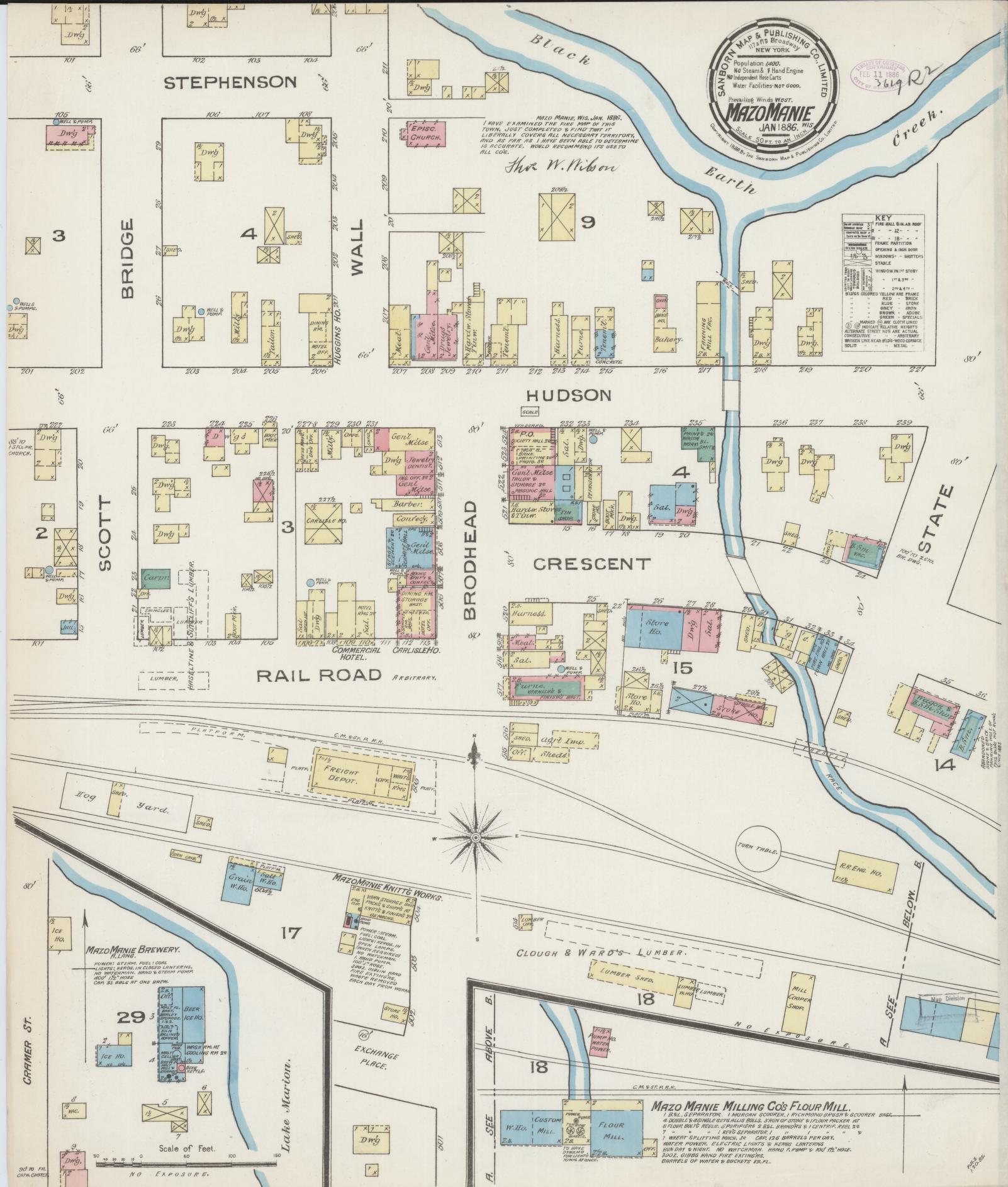 Sanborn Fire Insurance Map from Mazomanie, Dane County, Wisconsin (1886), Sheet #0001 - Historic Sanborn Fire Insurance Map Print, vintage old map wall art, antique decor, genealogy gift, Wisconsin Wisconsin map