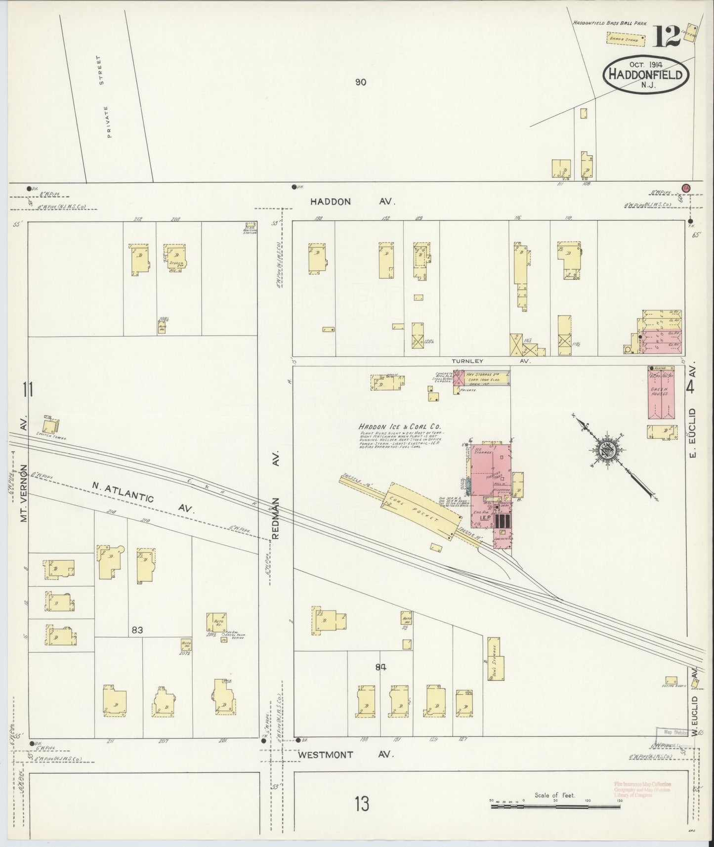 Sanborn Fire Insurance Map from Haddonfield, Camden County, New Jersey (1914), Sheet #0012 - Complete Map Set gallery image, historic Sanborn map, vintage wall art, New Jersey New Jersey