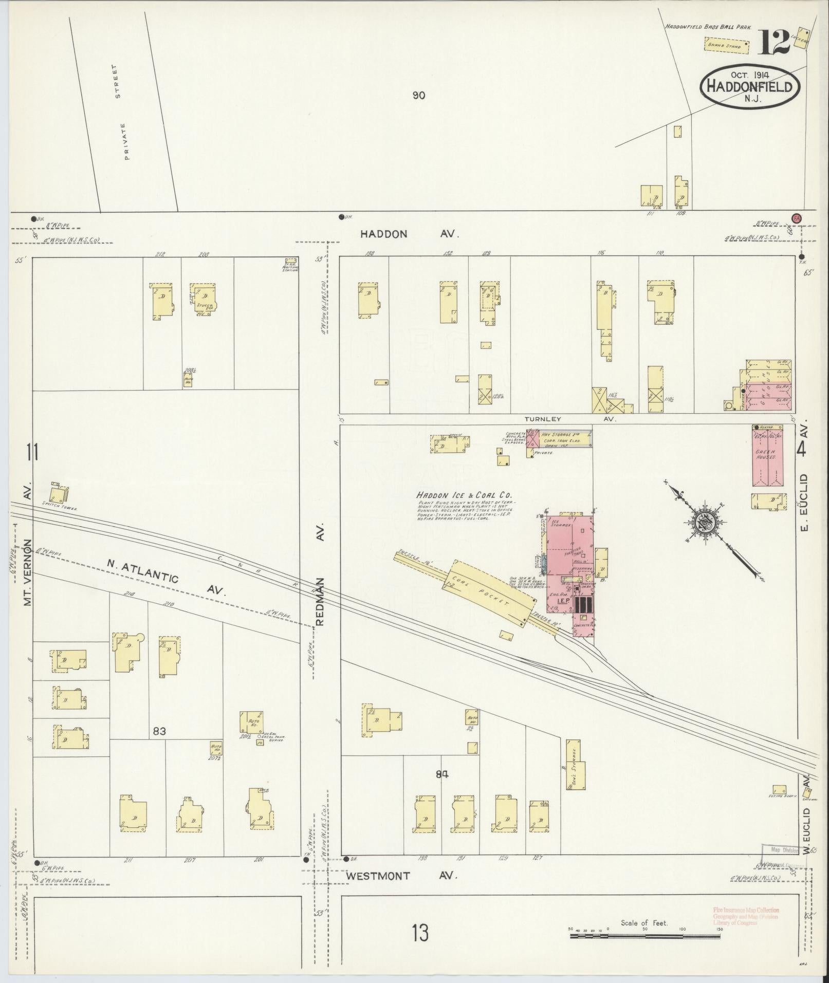 Sanborn Fire Insurance Map from Haddonfield, Camden County, New Jersey (1914), Sheet #0012 - Complete Map Set gallery image, historic Sanborn map, vintage wall art, New Jersey New Jersey