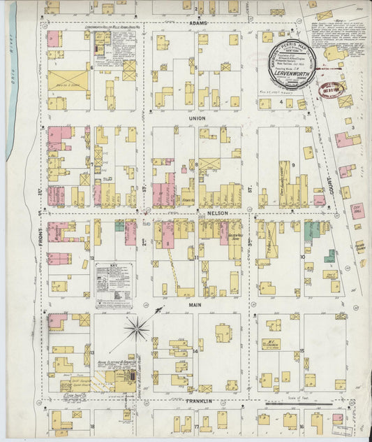 Sanborn Fire Insurance Map from Leavenworth, Crawford County, Indiana (1899), Sheet #0001 - Historic Sanborn Fire Insurance Map Print, vintage old map wall art, antique decor, genealogy gift, Indiana Indiana map