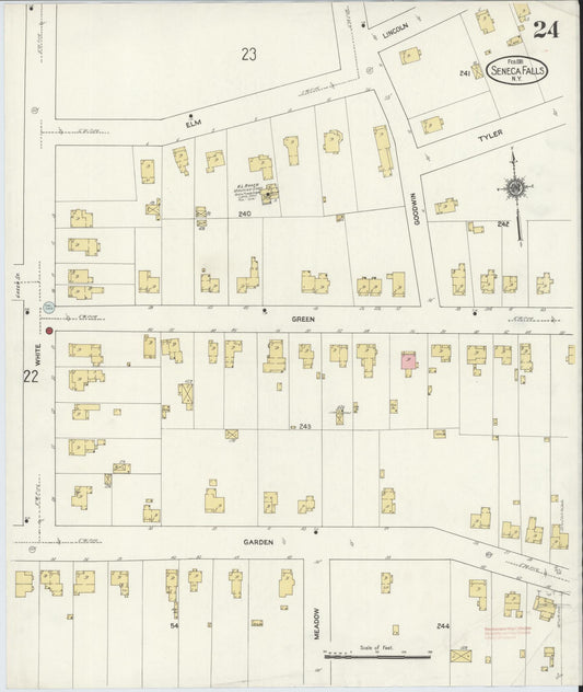 Sanborn Fire Insurance Map from Seneca Falls, Seneca County, New York (1911), Sheet #0024 - Historic Sanborn Fire Insurance Map Print, vintage old map wall art, antique decor, genealogy gift, New York New York map
