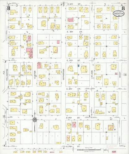 Sanborn Fire Insurance Map from Trenton, Grundy County, Missouri (1924), Sheet #0008 - Historic Sanborn Fire Insurance Map Print, vintage old map wall art, antique decor, genealogy gift, Missouri Missouri map