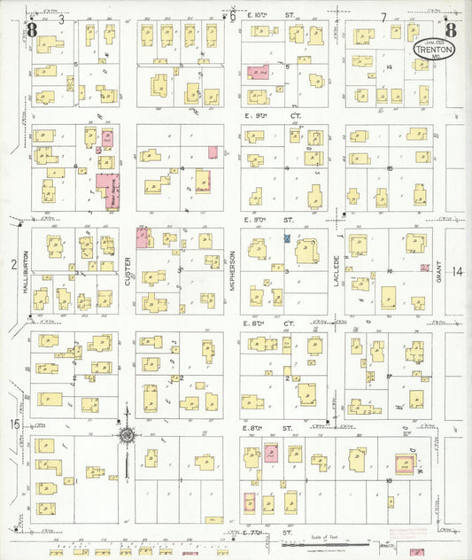 Sanborn Fire Insurance Map from Trenton, Grundy County, Missouri (1924), Sheet #0008 - Historic Sanborn Fire Insurance Map Print, vintage old map wall art, antique decor, genealogy gift, Missouri Missouri map