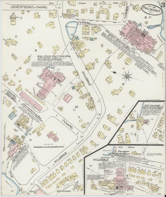 Sanborn Fire Insurance Map from Philmont, Columbia County, New York (1887), Sheet #0003 - Historic Sanborn Fire Insurance Map Print, vintage old map wall art, antique decor, genealogy gift, New York New York map