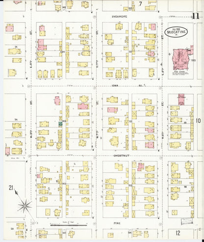 Sanborn Fire Insurance Map from Muscatine, Muscatine County, Iowa (1905), Sheet #0011 - Historic Sanborn Fire Insurance Map Print