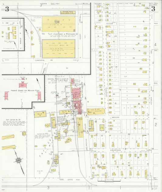 Sanborn Fire Insurance Map from Taft, San Patricio County, Texas (1933), Sheet #0003 - Historic Sanborn Fire Insurance Map Print, vintage old map wall art, antique decor, genealogy gift, Texas Texas map