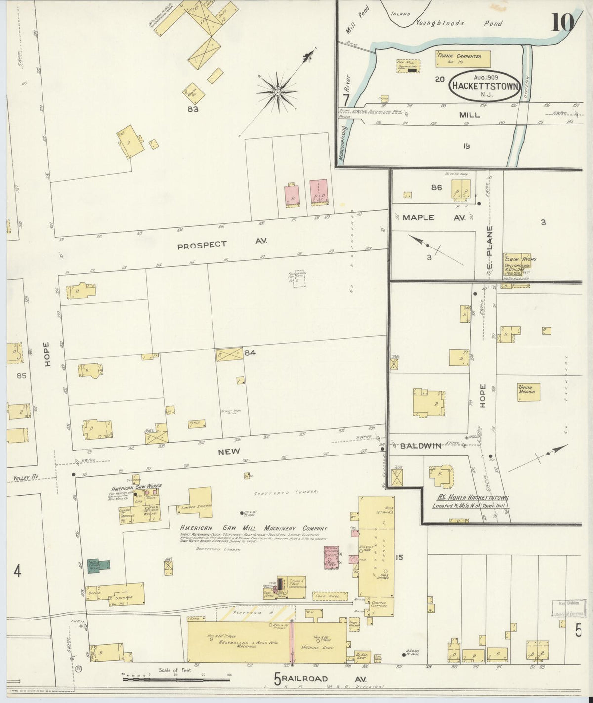 Sanborn Fire Insurance Map from Hackettstown, Warren County, New Jersey (1909), Sheet #0010 - Complete Map Set gallery image, historic Sanborn map, vintage wall art, New Jersey New Jersey