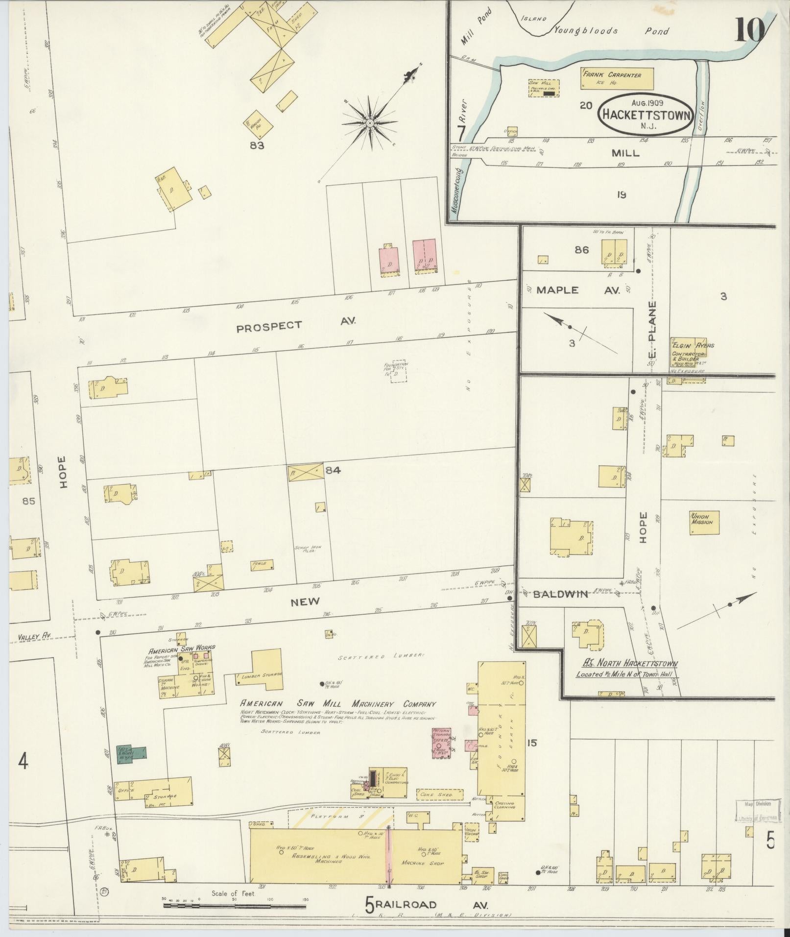 Sanborn Fire Insurance Map from Hackettstown, Warren County, New Jersey (1909), Sheet #0010 - Complete Map Set gallery image, historic Sanborn map, vintage wall art, New Jersey New Jersey
