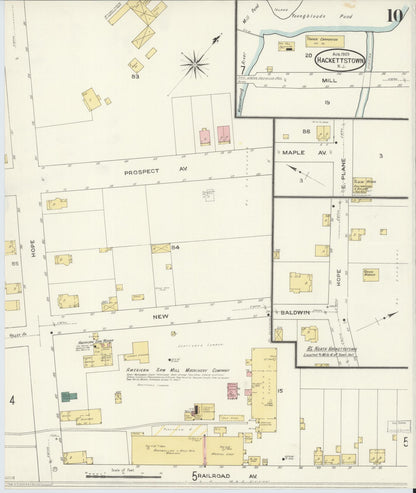 Sanborn Fire Insurance Map from Hackettstown, Warren County, New Jersey (1909), Sheet #0010 - Complete Map Set gallery image, historic Sanborn map, vintage wall art, New Jersey New Jersey