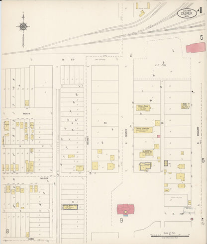 Sanborn Fire Insurance Map from Casper, Natrona County, Wyoming (1918), Sheet #0004 - Complete Map Set gallery image, historic Sanborn map, vintage wall art, Wyoming Wyoming