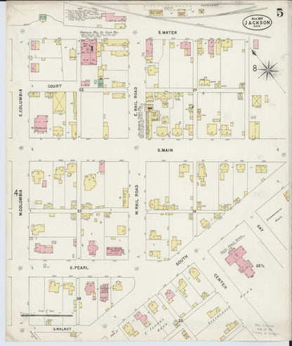 Sanborn Fire Insurance Map from Jackson, Jackson County, Ohio (1897), Sheet #0005 - Historic Sanborn Fire Insurance Map Print, vintage old map wall art, antique decor, genealogy gift, Ohio Ohio map