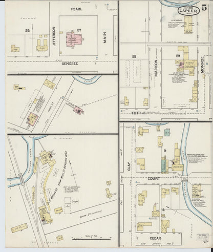 Sanborn Fire Insurance Map from Lapeer, Lapeer County, Michigan (1888), Sheet #0005 - Complete Map Set gallery image, historic Sanborn map, vintage wall art, Michigan Michigan
