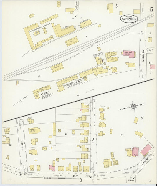 Sanborn Fire Insurance Map from Coxsackie, Greene County, New York (1909), Sheet #0005 - Historic Sanborn Fire Insurance Map Print, vintage old map wall art, antique decor, genealogy gift, New York New York map