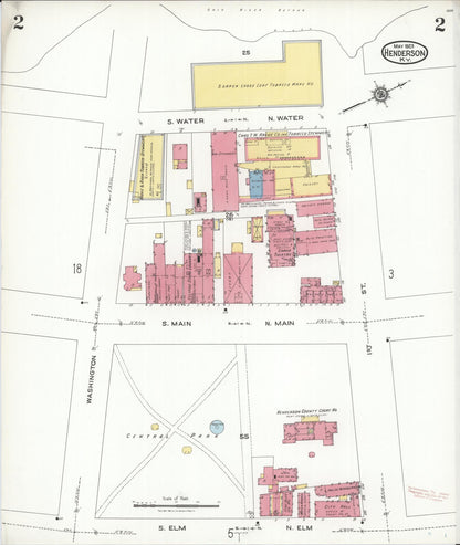 Sanborn Fire Insurance Map from Henderson, Henderson County, Kentucky (1923), Sheet #0002 - Complete Map Set gallery image, historic Sanborn map, vintage wall art, Kentucky Kentucky