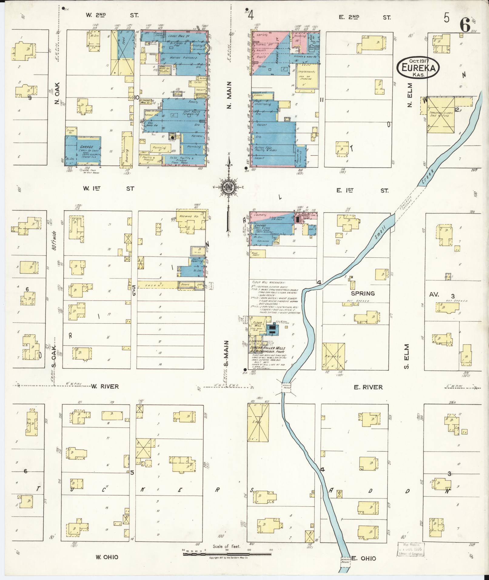 Sanborn Fire Insurance Map from Eureka, Greenwood County, Kansas (1917), Sheet #0006 - Complete Map Set gallery image, historic Sanborn map, vintage wall art, Kansas Kansas
